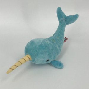 Douglas 13" Plush Whale Unicorn Horn Blue Stuffed Animal Toy